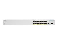 Cisco Business 220 Series CBS220-16P-2G - Kytkin - smart - 16 x 10/100/1000 (PoE+) + 2 x Gigabit SFP (uplink) - telineeseen asennettava - PoE+ (130 W) CBS220-16P-2G-EU