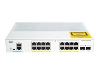 Cisco Catalyst 1000-16FP-2G-L - Kytkin - Hallinnoitu - 16 x 10/100/1000 (PoE+) + 2 x Gigabit SFP (uplink) - telineeseen asennettava - PoE+ (240 W) C1000-16FP-2G-L